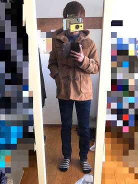 「no brand（ノーブランド）のアイテム（ダッフルコート）」を使った、Ryunosukeさん（メンズ・169cm）の冬コーディネート