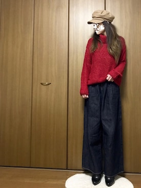 「足長効果」｜「アイテム（ブーティ）」を使った、romiromi.s♡...*゜さん（レディース・162cm）の冬コーディネート