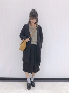 「バブーシュ」｜「アイテム（ノーカラージャケット）」を使った、aymmさん（レディース・166cm）の秋コーディネート