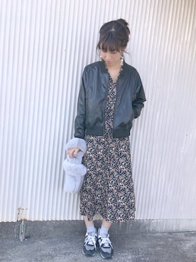 「Green　Parks（グリーンパークス）のアイテム（ブルゾン）」を使った、aymmさん（レディース・166cm）の秋コーディネート