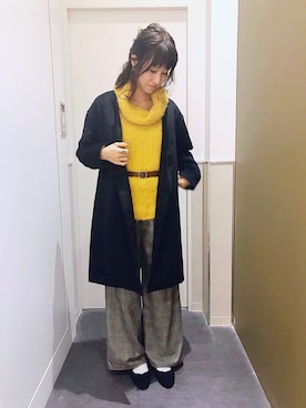 「フェザー」｜「アイテム（その他）」を使った、aymmさん（レディース・166cm）の冬コーディネート