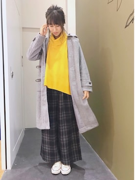 「earth music&ecology（アースミュージックアンドエコロジー）のアイテム（ダッフルコート）」を使った、aymmさん（レディース・166cm）の冬コーディネート