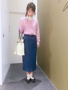 「パンプス×靴下」｜aymmさん（レディース・166cm）の冬コーディネート