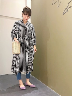 「ギンガムチェックワンピース」｜aymmさん（レディース・166cm）の春コーディネート