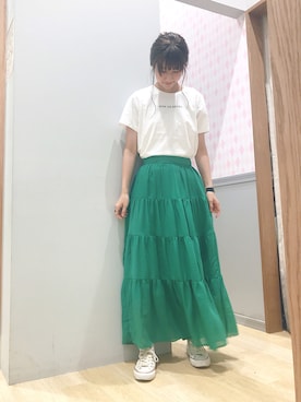 「グリーンスカート」｜aymmさん（レディース・166cm）の春コーディネート