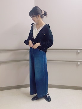 「抜き襟」｜「アイテム（その他アウター）」を使った、aymmさん（レディース・166cm）の秋コーディネート