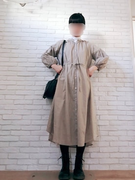 「アニエスベー」｜「アイテム（シャツワンピース）」を使った、orʕᵔᴥᵔʔhiroさん（レディース・158cm）の春コーディネート