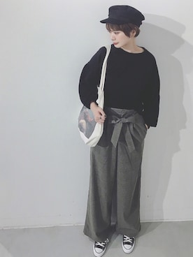 「グレンチェック」｜「アイテム（帽子）」を使った、naoさん（レディース・167cm）の秋コーディネート