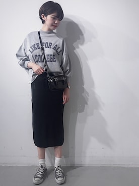 「koe（コエ）のアイテム（スウェット）」を使った、naoさん（レディース・167cm）の冬コーディネート