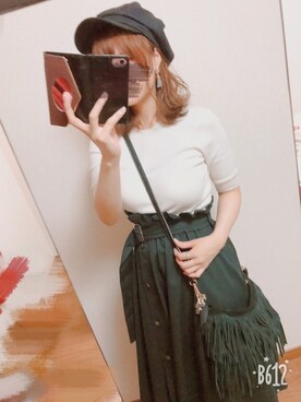 「DHOLIC（ディーホリック）のアイテム（キャスケット）」を使った、ちゃきさん（レディース・159cm）の夏コーディネート