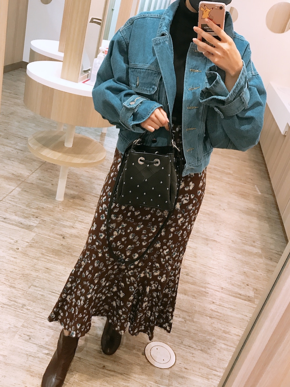 美品 スローブイエナ フラワーレオパードアシメマーメイドスカート　黒　日本製 美品 スローブイエナ フラワーレオパードアシメマーメイド