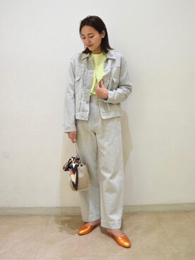 「BEAUTY&YOUTH UNITED ARROWS（ビューティーアンドユースユナイテッドアローズ）のBY∴ TRADITIONAL エコデニムワイドテーパードパンツ（デニムパンツ）」を使った、Saki Tanakaさん（レディース・164cm）の冬コーディネート