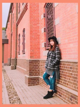 「ロングニット」｜「アイテム（帽子）」を使った、 cherry. 🎈さん（レディース・172cm）の冬コーディネート