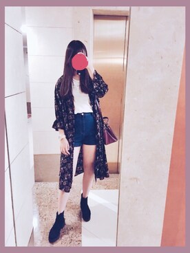 「フラワープリント」｜「アイテム（腕時計）」を使った、 cherry. 🎈さん（レディース・172cm）の秋コーディネート