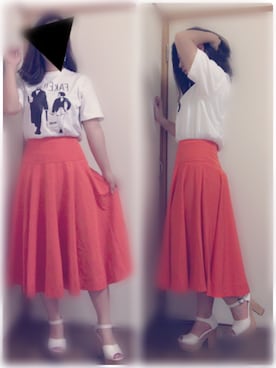 「オレンジスカート」｜hazukiさん（レディース・155cm）の夏コーディネート