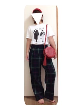 「赤ニット帽」｜hazukiさん（レディース・155cm）の秋コーディネート