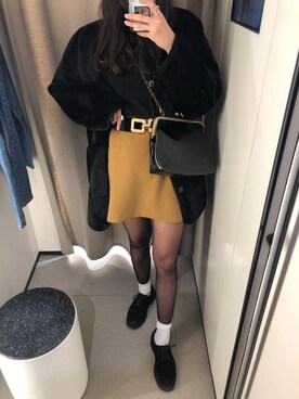 「BEAMS」｜「アイテム（タイツ/ストッキング）」を使った、marinさん（レディース・170cm）の冬コーディネート