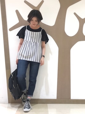 「3can4on（サンカンシオン）のアイテム（キャミソール）」を使った、akkoさん（レディース・159cm）の夏コーディネート