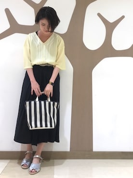 「3can4on（サンカンシオン）のアイテム（サンダル）」を使った、akkoさん（レディース・159cm）の夏コーディネート