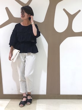 「3can4on（サンカンシオン）のアイテム（チュニック）」を使った、akkoさん（レディース・159cm）の夏コーディネート