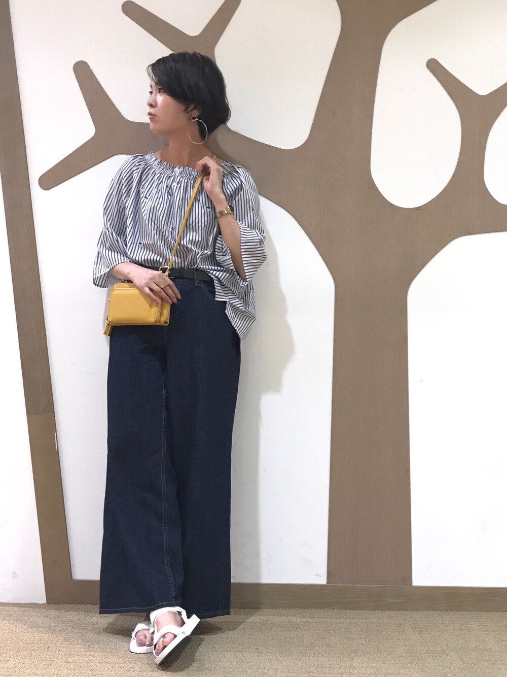 3can4on（サンカンシオン）の「◇ストライプ刺繍スモックブラウス  