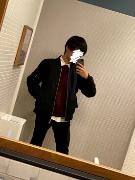 「JUNRED（ジュンレッド）のアイテム（MA-1）」を使った、RENさん（メンズ・173cm）の冬コーディネート