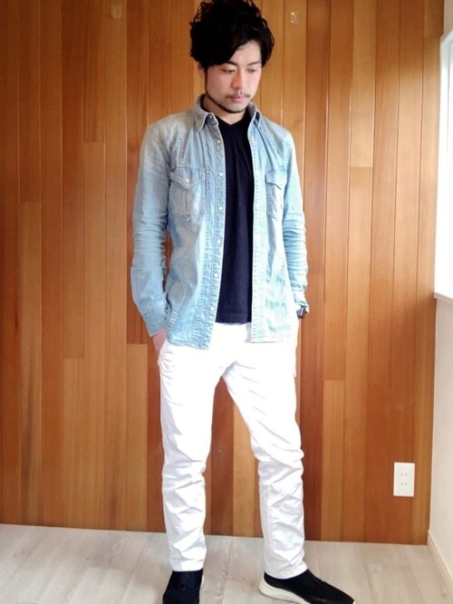 まっきん 筋トレ ゆるローファット 5351 Pour Les Hommesのシャツ ブラウスを使ったコーディネート Wear