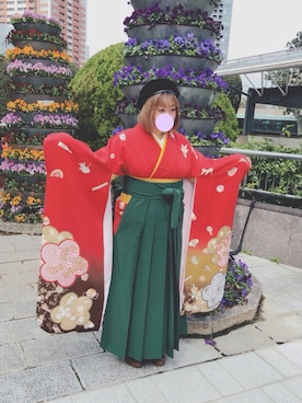 「袴」｜「アイテム（ハンチング/ベレー帽）」を使った、Bonさん（レディース・157cm）の春コーディネート