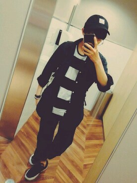 「present（プレゼント）のアイテム（キャップ）」を使った、ももまっちゃくん。さん（メンズ・163cm）の春コーディネート