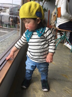 「Petit jam（プチジャム）のアイテム（帽子）」を使った、あおたんさん（キッズ・70cm）の春コーディネート