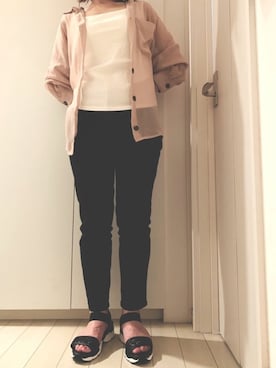 「ZOZO（ゾゾ）のスリムテーパードデニムパンツ［WOMEN］（デニムパンツ、ブラック系）」を使った、☆airina☆さん（レディース・153cm）の夏コーディネート