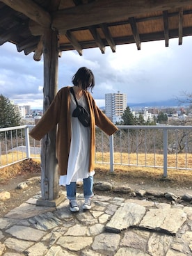 「GRL（グレイル）のアイテム（ノーカラージャケット）」を使った、偲央さん（レディース・163cm）の春コーディネート