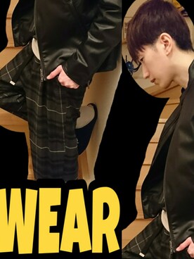 「ニコアンド」｜「アイテム（ライダースジャケット）」を使った、yutaさん（メンズ・172cm）の冬コーディネート