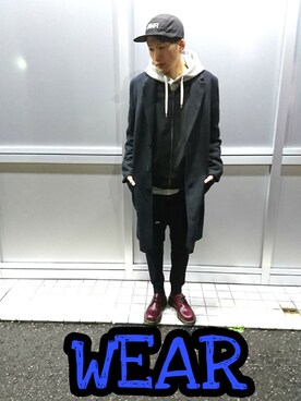 「NUMERALS（ヌメラルズ）のアイテム（帽子）」を使った、yutaさん（メンズ・172cm）の冬コーディネート