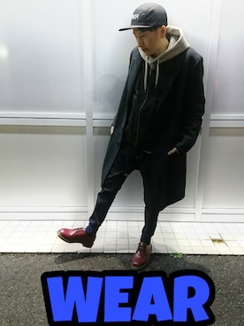 「NUMERALS（ヌメラルズ）のアイテム（帽子）」を使った、yutaさん（メンズ・172cm）の冬コーディネート