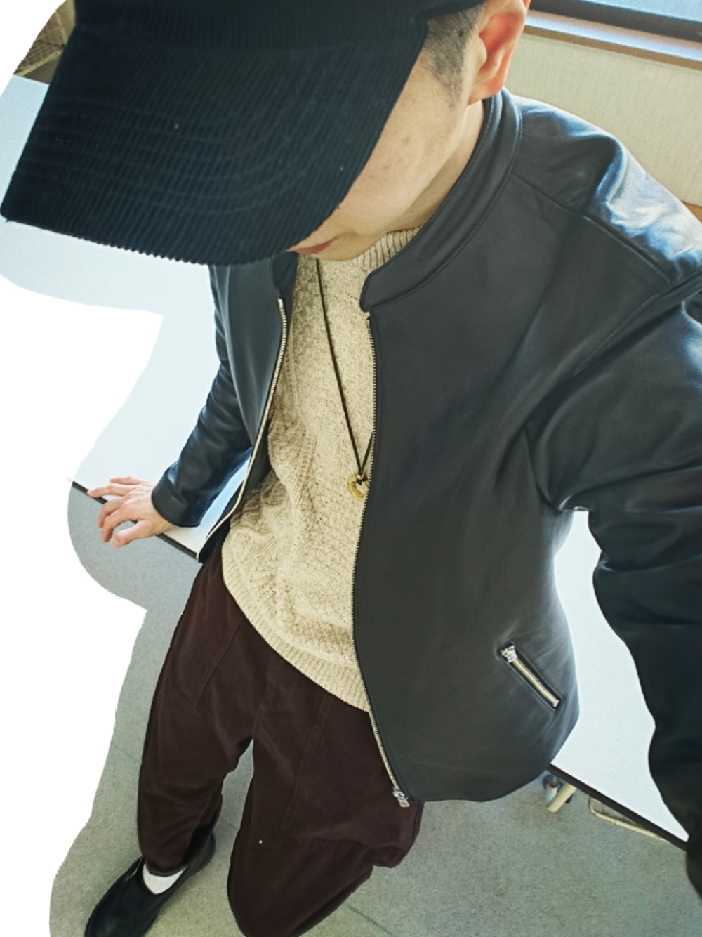 「リドム、LIDnM、ユニクロ、UNIQLO、GU、ジーユー、RAGEBLUE、レイジブルー、ドクターマーチン、Dr.Martens」｜「niko and...のアイテム（キャップ、ブラック系）」を使った、yutaさん（メンズ・172cm）の冬コーディネートの1枚目の写真