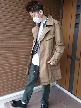 「niko and...（ニコアンド）のアイテム（ステンカラーコート）」を使った、yutaさん（メンズ・172cm）の冬コーディネート