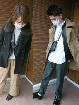 「niko and...（ニコアンド）のアイテム（ステンカラーコート）」を使った、yutaさん（メンズ・172cm）の冬コーディネート