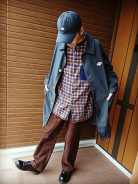 「ニコアンド」｜「アイテム（ステンカラーコート）」を使った、yutaさん（メンズ・172cm）の冬コーディネート