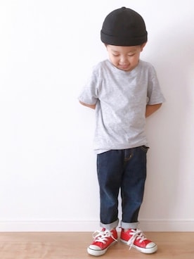 「H&M（エイチ・アンド・エム）のアイテム（シャツ/ブラウス）」を使った、youtanさん（キッズ・90cm）の秋コーディネート