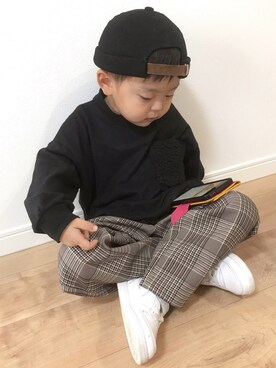 「アイテム（キャップ）」を使った、youtanさん（キッズ・90cm）の秋コーディネート