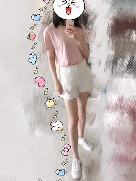 「Mo&Co.（モーアンドコー）のアイテム（パンツ）」を使った、Joyさん（レディース・165cm）の夏コーディネート