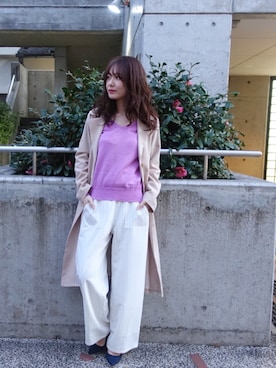 「ゆるカジ」｜「アイテム（トレンチコート）」を使った、西川 瑞希さん（レディース・157cm）の春コーディネート