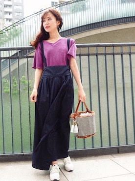 「A MON GOUT（アモング）のアイテム」を使った、西川 瑞希さん（レディース・157cm）の夏コーディネート