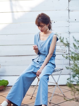 「アイテム（つなぎ/オールインワン）」を使った、西川 瑞希さん（レディース・157cm）の夏コーディネート