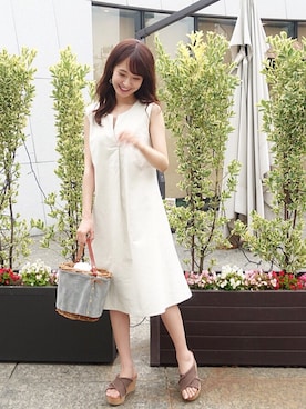 「A MON GOUT（アモング）のアイテム」を使った、西川 瑞希さん（レディース・157cm）の夏コーディネート