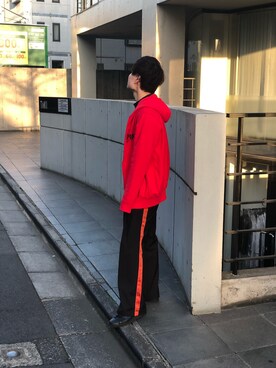 「MYne（マイン）のアイテム（スラックス）」を使った、juuuuuuuunさん（メンズ・167cm）の冬コーディネート