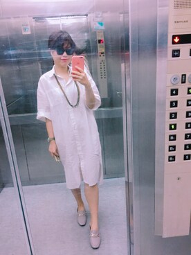 「working style」｜「アイテム（シャツワンピース）」を使った、Jet Huangさん（レディース・165cm）の春コーディネート