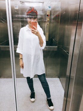 「working style」｜「アイテム（シャツワンピース）」を使った、Jet Huangさん（レディース・165cm）の春コーディネート