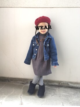 「SOMETHING（サムシング）のアイテム（ジャケット/アウター）」を使った、ぶぅさん（キッズ・100cm）の冬コーディネート